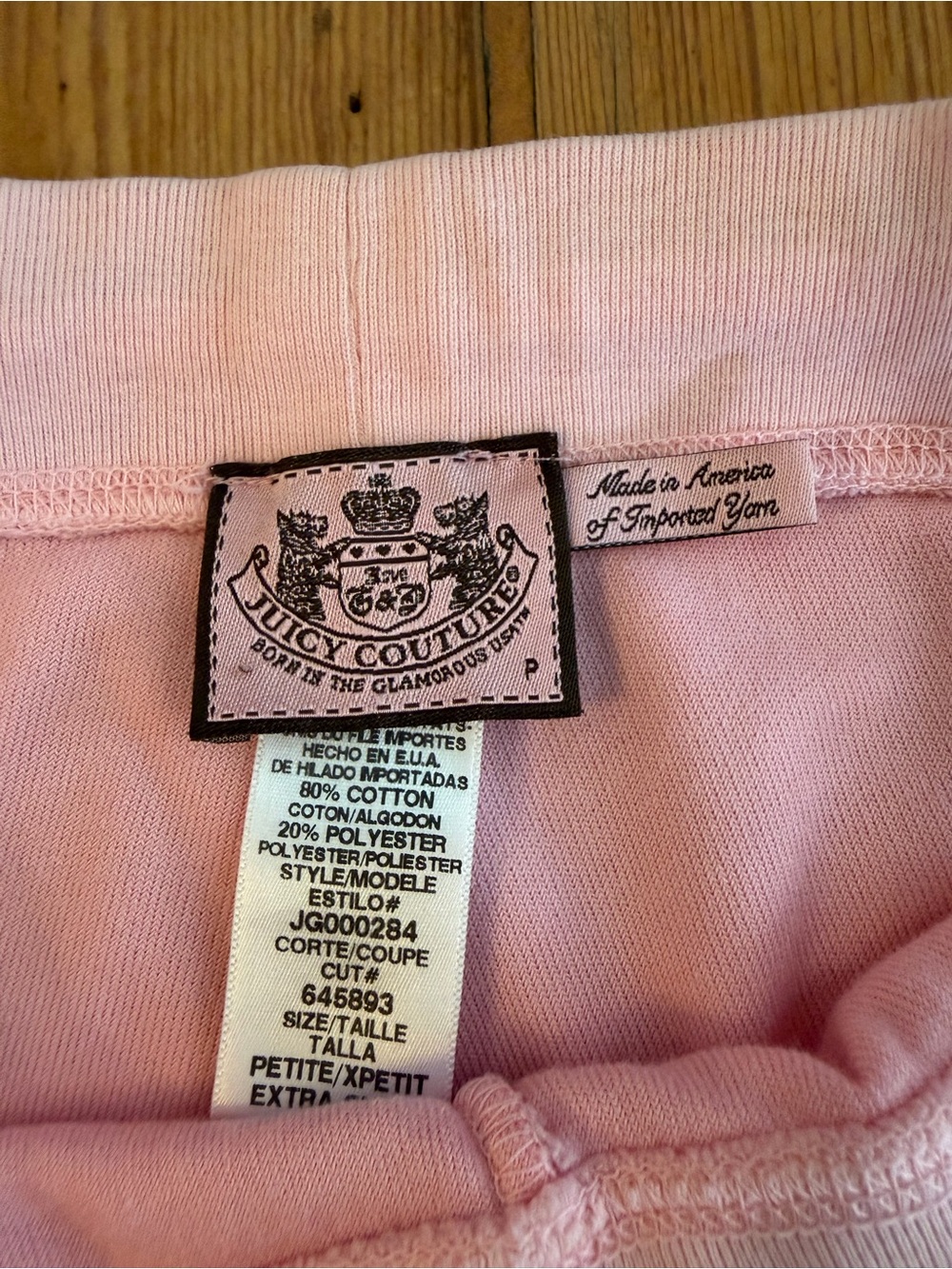 Vintage Juicy Couture Pink Terry Cloth Track Pants Y2K MadeIN USA Petite XS READ - Picture 3 of 7